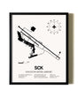 Framed Stockton Metro Airport wall art poster in black frame
