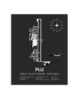 Gray Framed Pierce County Airport / Thun Field layout wall art poster