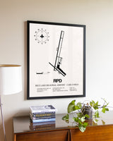 Rice Lake Regional Airport-Carl's Field aviation wall décor in black wood frame