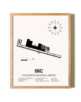 Schaumburg Regional Airport framed print in natural wood frame