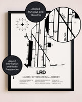 Framed Laredo International Airport layout wall art poster
