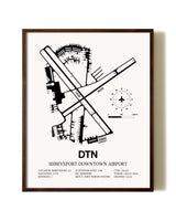 Shreveport Downtown Airport aviation print in walnut frame