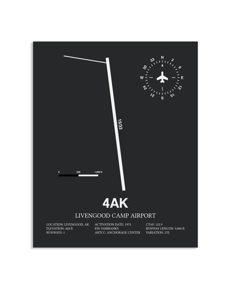 Gray Framed Livengood Camp Airport layout wall art poster
