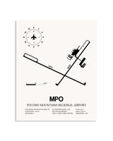 Gray Pocono Mountains Regional Airport framed poster displayed in an airplane hangar