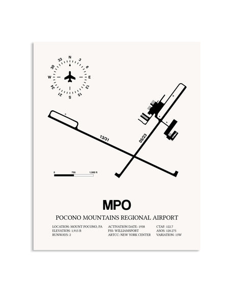 Gray Pocono Mountains Regional Airport framed poster displayed in an airplane hangar