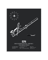 Gray Framed Erie International Airport / Tom Ridge Field layout wall art poster