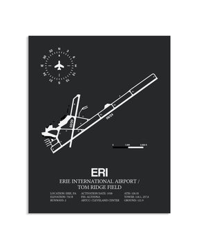 Gray Framed Erie International Airport / Tom Ridge Field layout wall art poster