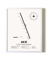 Flying Crown Airport airport map poster in oak frame