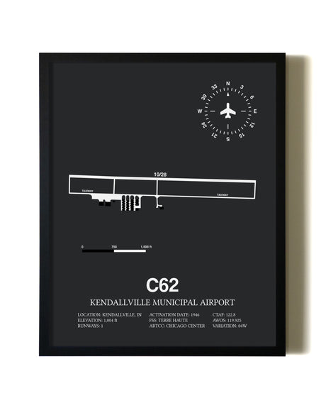 Unframed Kendallville Municipal Airport map print poster