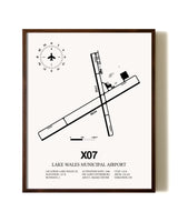 Lake Wales Municipal Airport aviation print in walnut frame