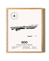Nevada County Airport framed print in natural wood frame