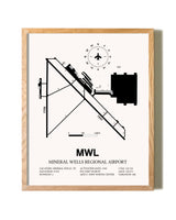Mineral Wells Regional Airport framed print in natural wood frame