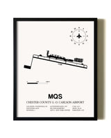 Framed Chester County G. O. Carlson Airport wall art poster in black frame