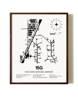 Weltzien Skypark Airport aviation print in walnut frame