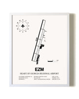 Heart Of Georgia Regional Airport airport map poster in oak frame
