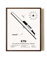 Ketchikan International Airport aviation print in walnut frame