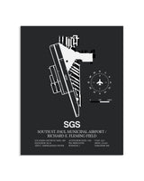 Gray Framed South St. Paul Municipal Airport / Richard E. Fleming Field layout wall art poster
