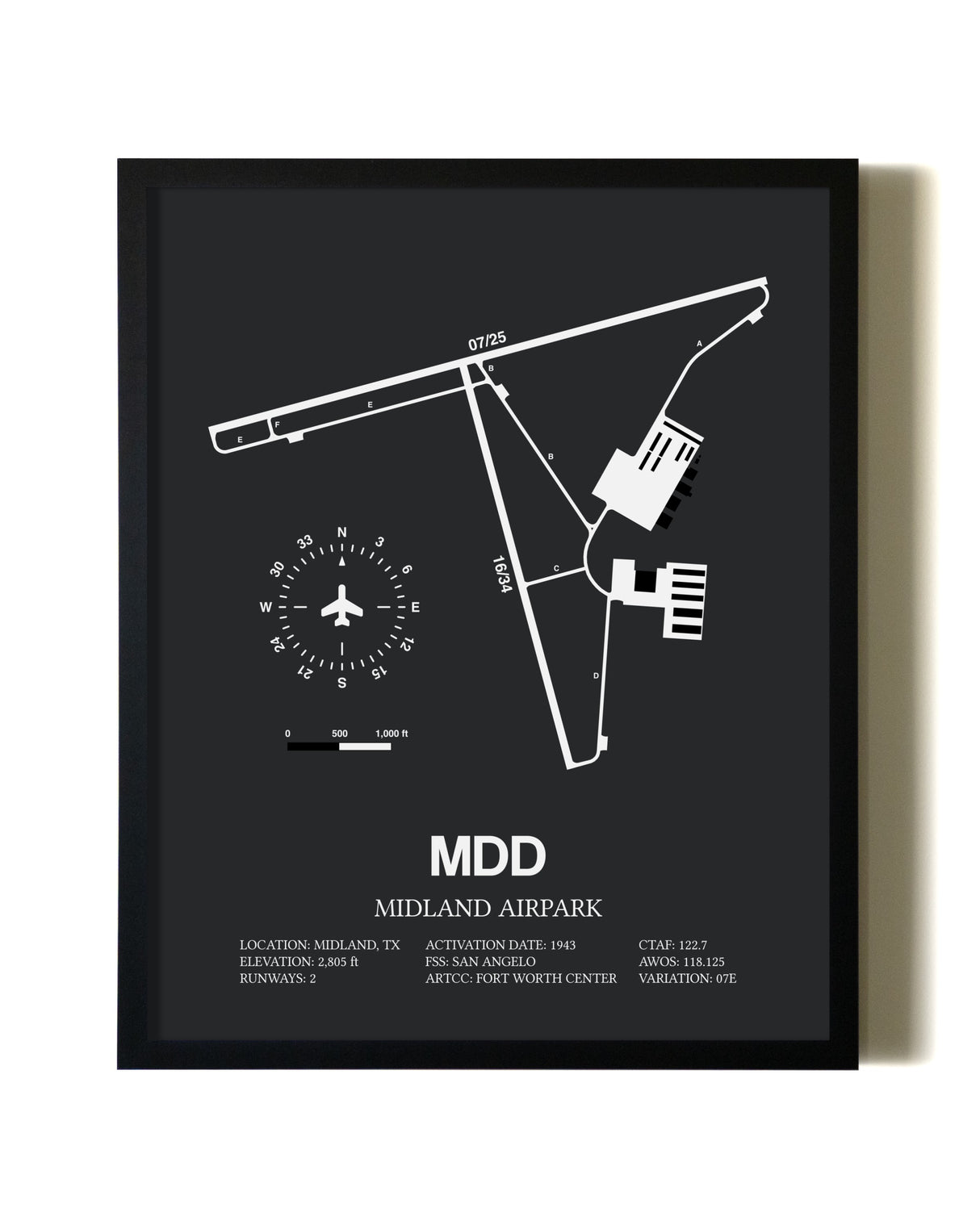Unframed Midland Airpark map print poster