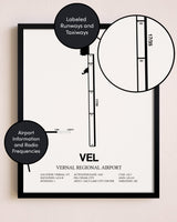 Framed Vernal Regional Airport layout wall art poster