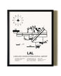 Framed Lakeland Linder International Airport wall art poster in black frame