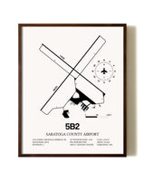 Saratoga County Airport aviation print in walnut frame