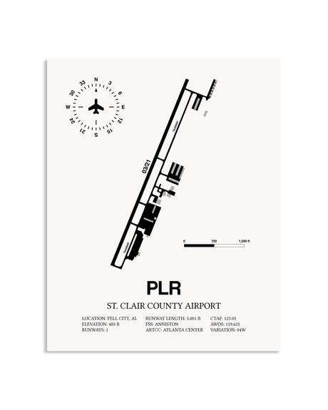 Gray St. Clair County Airport framed poster displayed in an airplane hangar