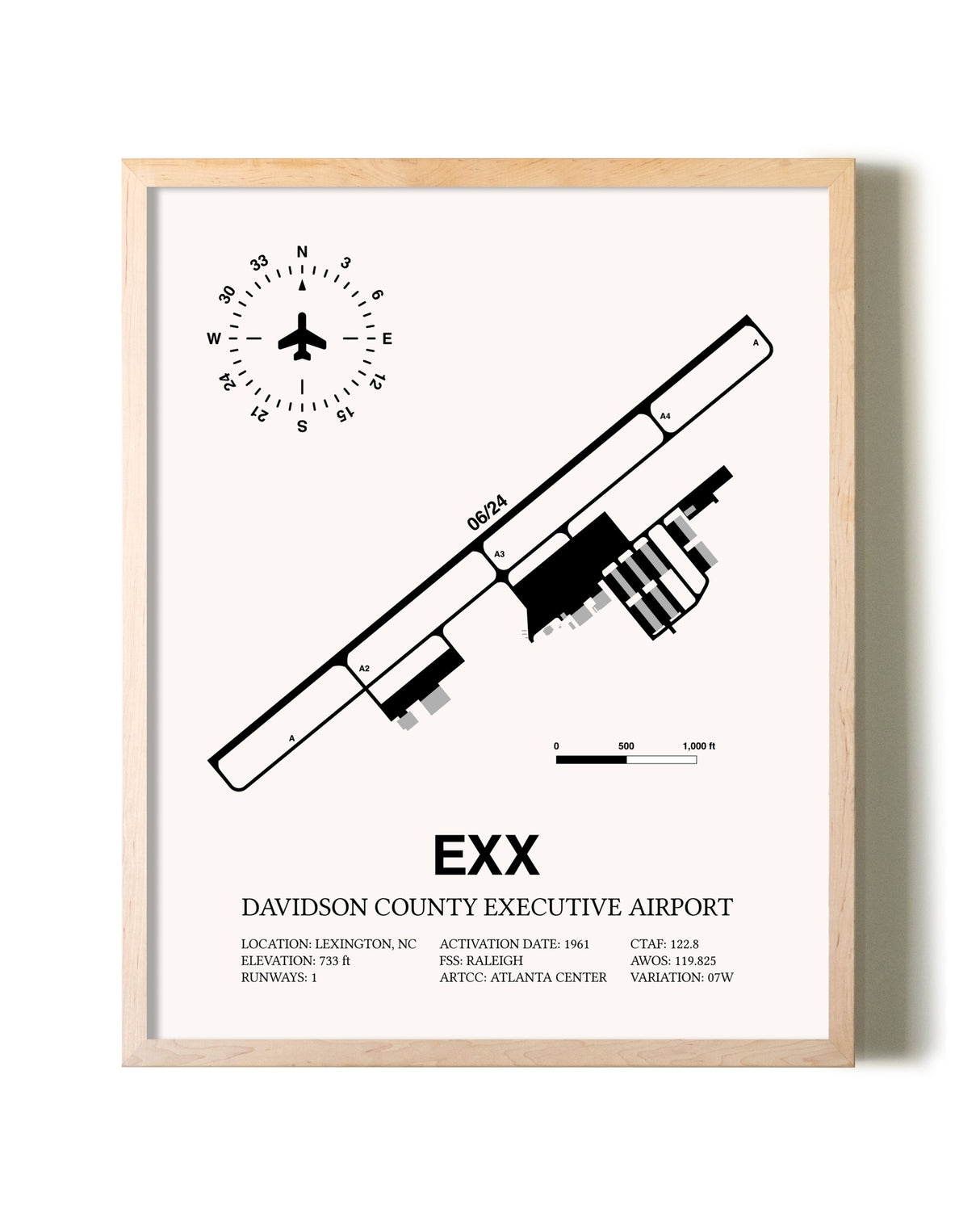 Davidson County Executive Airport framed wall art in white frame