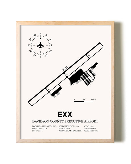 Davidson County Executive Airport framed wall art in white frame