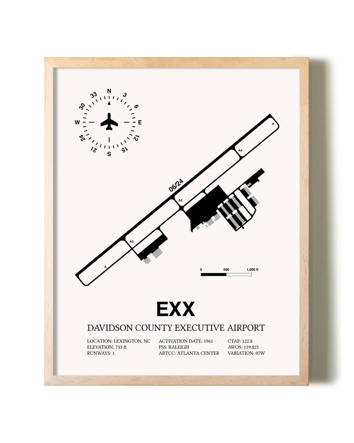 Davidson County Executive Airport framed wall art in white frame