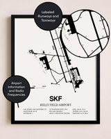 Framed Kelly Field Airport layout wall art poster