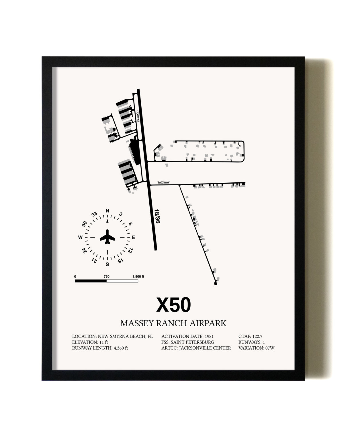 Framed Massey Ranch Airpark wall art poster in black frame