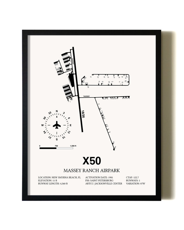 Framed Massey Ranch Airpark wall art poster in black frame