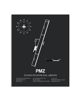 Gray Framed Plymouth Municipal Airport layout wall art poster