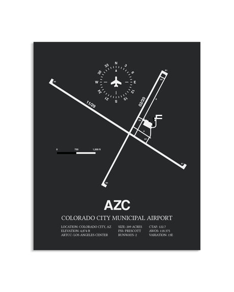 Gray Framed Colorado City Municipal Airport layout wall art poster