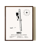 Bruce Campbell Field aviation print in walnut frame