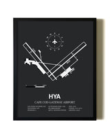 Unframed Cape Cod Gateway Airport map print poster