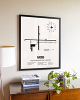Macomb Municipal Airport aviation wall décor in black wood frame