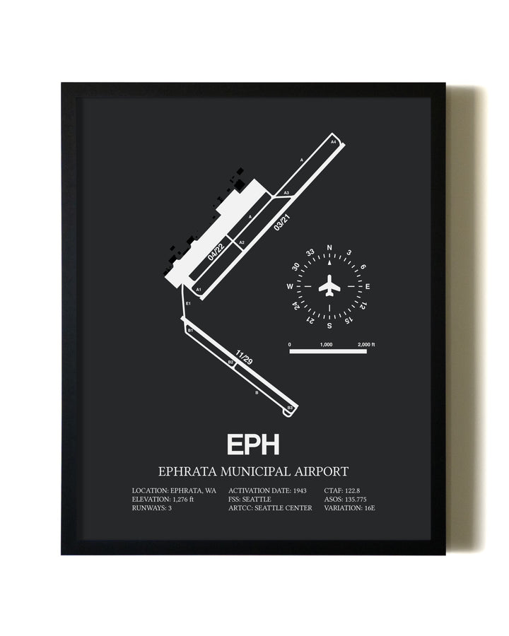 Unframed Ephrata Municipal Airport map print poster