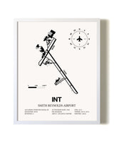 Smith Reynolds Airport airport map poster in oak frame