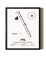 Framed Washington Regional Airport wall art poster in black frame