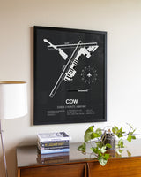 Gray Framed Essex County Airport wall art poster in black frame