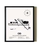 Framed The Eastern Iowa Airport wall art poster in black frame