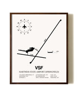Hartness State Airport (Springfield) aviation print in walnut frame