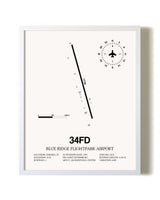 Blue Ridge Flightpark Airport airport map poster in oak frame