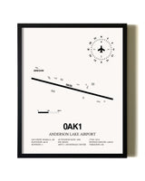 Framed Anderson Lake Airport wall art poster in black frame