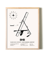 Hancock County / Bar Harbor Airport framed wall art in white frame
