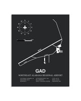 Gray Framed Northeast Alabama Regional Airport layout wall art poster