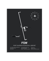 Gray Framed Fort Madison Municipal Airport layout wall art poster