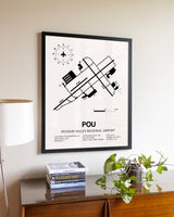 Hudson Valley Regional Airport aviation wall décor in black wood frame