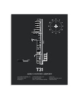 Gray Framed Aero Country Airport layout wall art poster